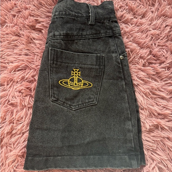 Vivienne Westwood Dresses & Skirts - Black Denim Skirt with Yellow Orb Logo